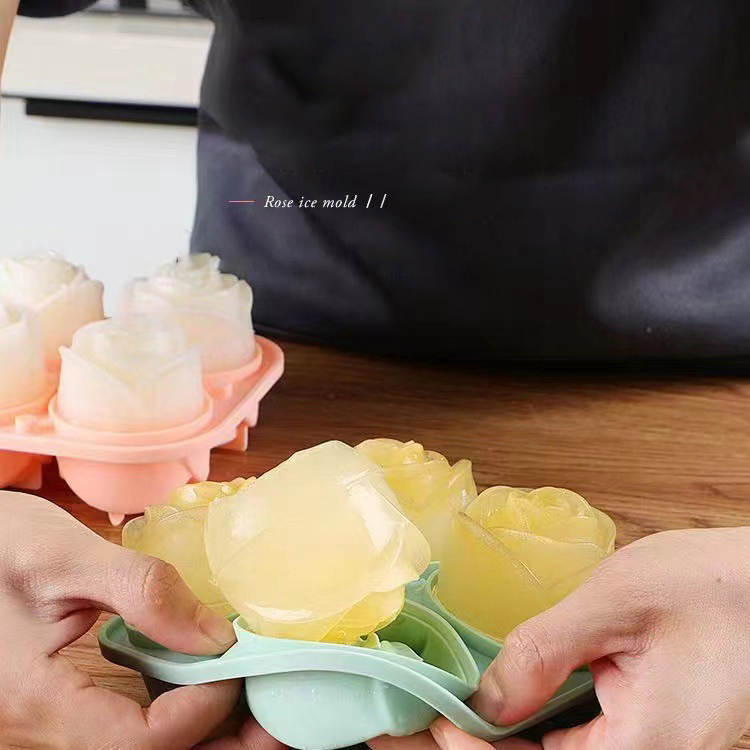 Cetakan es mawar 3D 4 lubang b - Kitchen Gadgets Deals ulasan dan harga